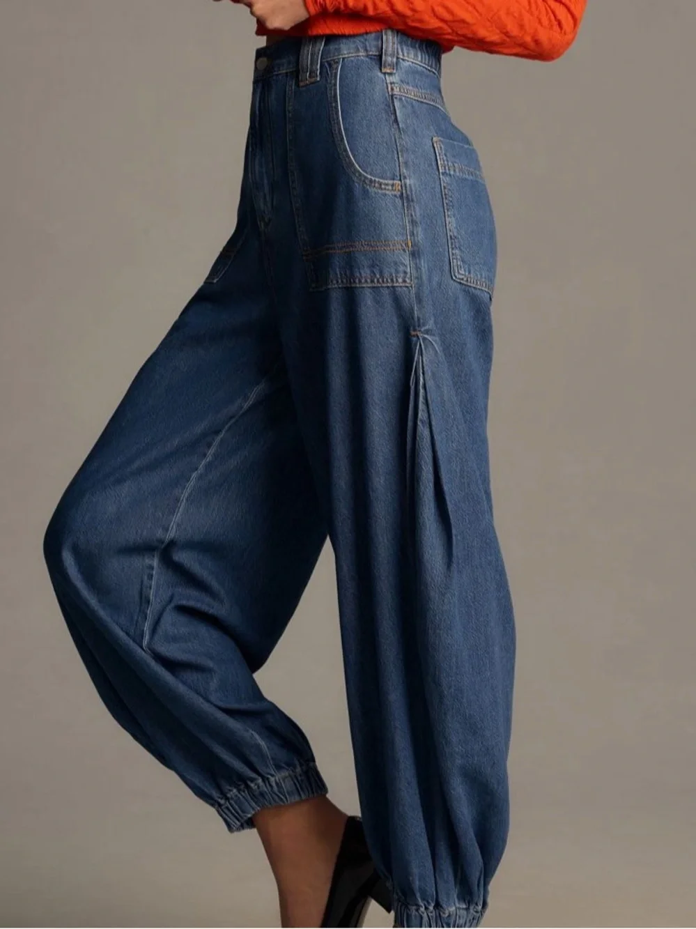 NEW Pilcro Anthropologie Wharfside High-Rise Jogger Jeans Denim Balloon Pants - Picture 6 of 9